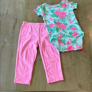 Floral Baby Onesie and Pink Pants Set - Carters - 18-24 months
